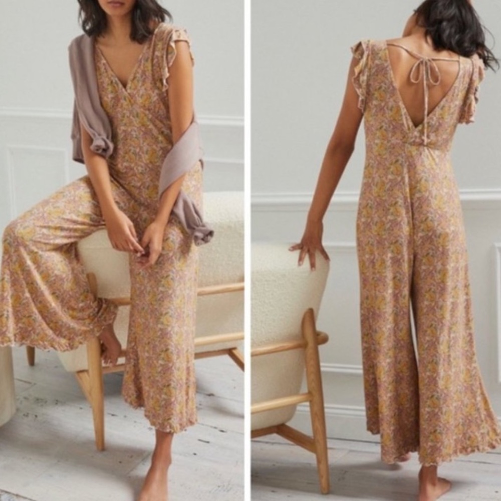 Anthropologie Matilda Ruffled Jumpsuit Size XL